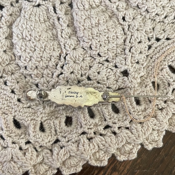 Geneva Apachito Navajo pin. Sterling and turquoise vintage with tag - Picture 2 of 3